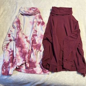 Two oversized turtle neck sweaters